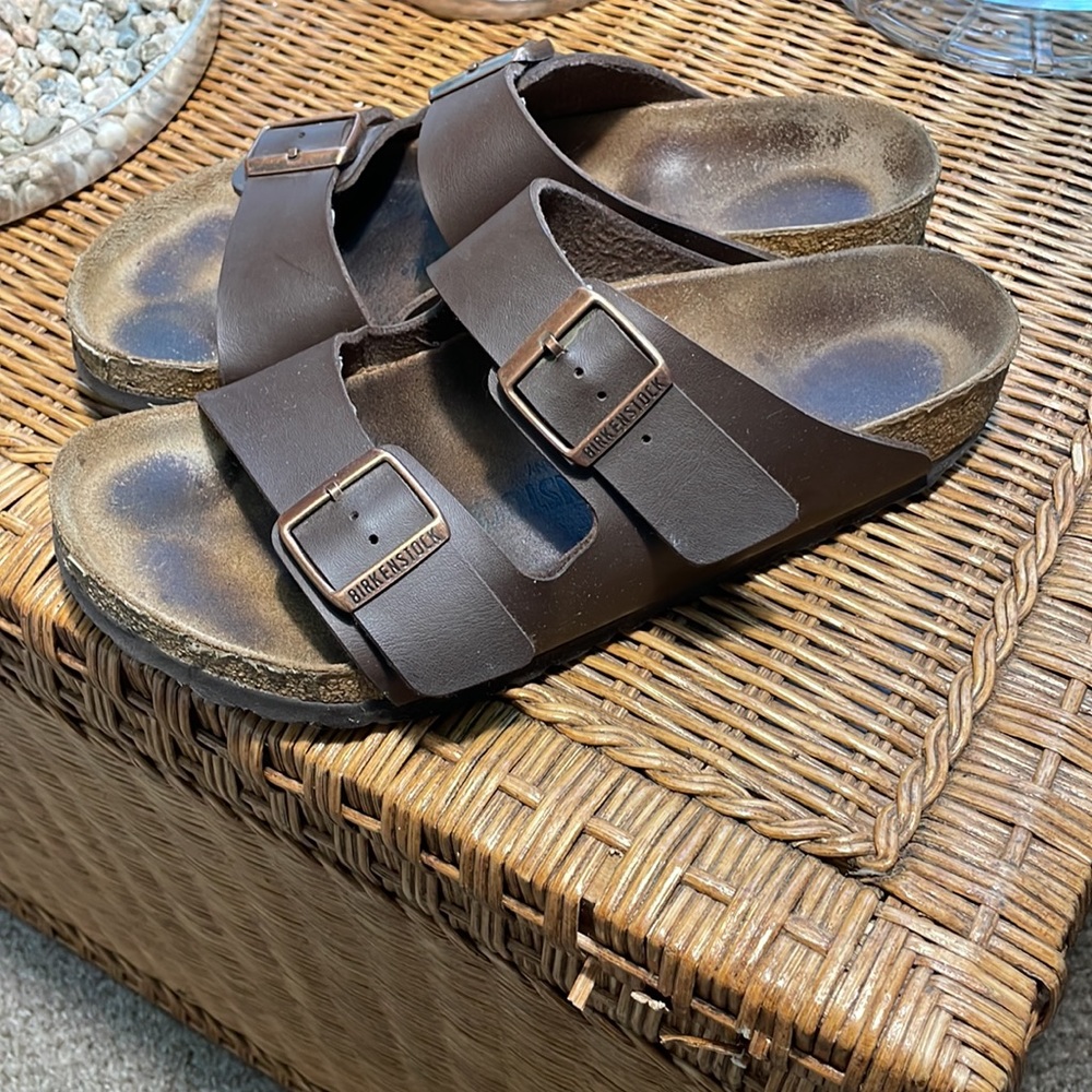 Size 10 brown leather Birkenstocks